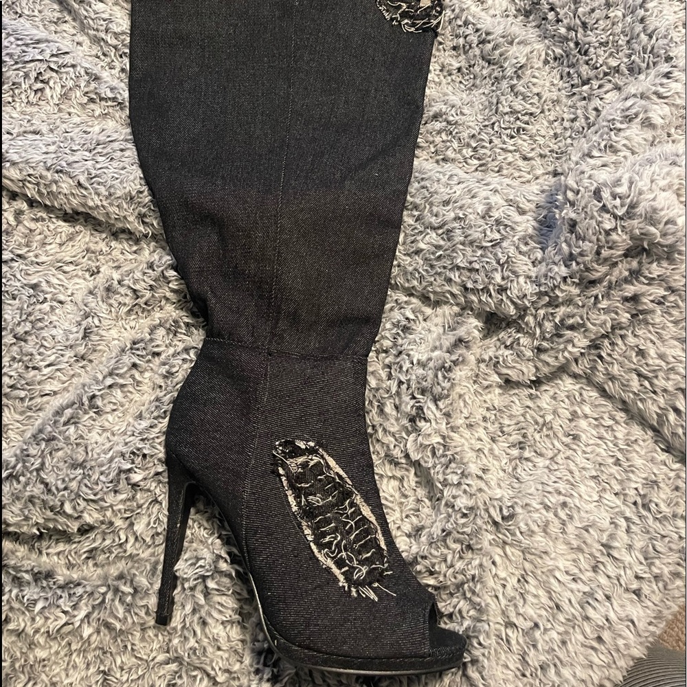 Size 9 never worn denim thigh high boots